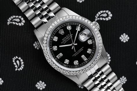 rolex datejust quadrante nero lunette senza datario|datejust diamante.